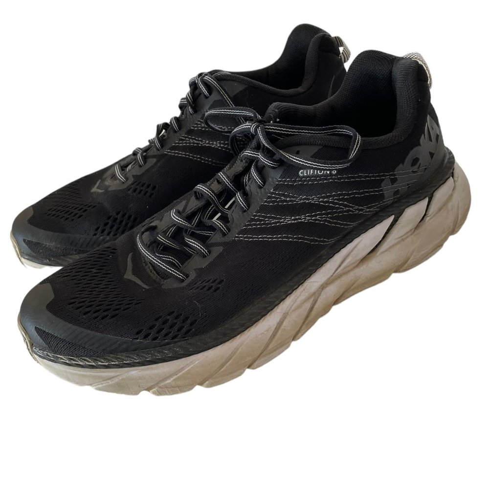 Hoka One One Clifton 6 Sneakers Size 11 Womens Black Lace Up Running Shoes